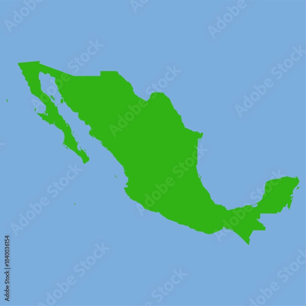 Fototapeta Mexico Map - Green World Map International vector template with High detailed isolated on blue background - Vector