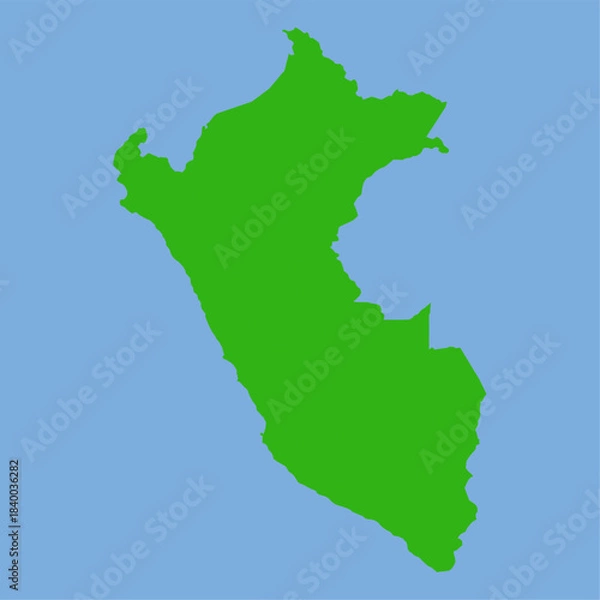 Fototapeta Peru Map - Green World Map International vector template with High detailed isolated on blue background - Vector