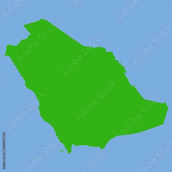 Fototapeta Saudi Arabia Map - Green World Map International vector template with High detailed isolated on blue background - Vector