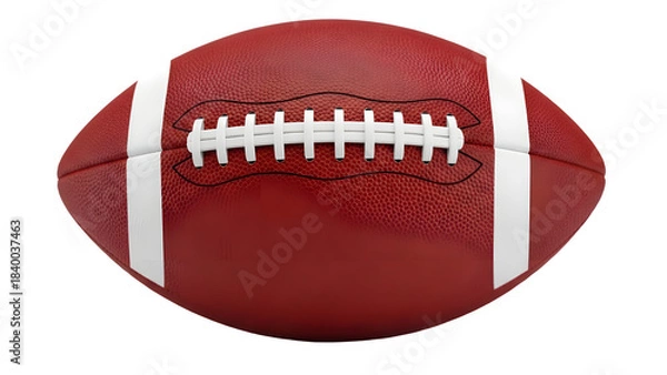 Obraz Close up view of a classic leather american football against a stark black background.