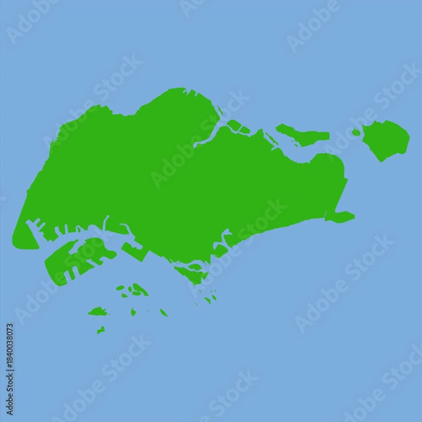 Fototapeta Singapore Map - Green World Map International vector template with High detailed isolated on blue background - Vector