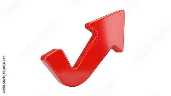 Fototapeta Bright red 3d arrow pointing upwards symbolizing growth success and positive direction