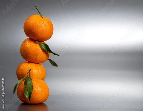 Obraz Stacked mandarins on a gray background