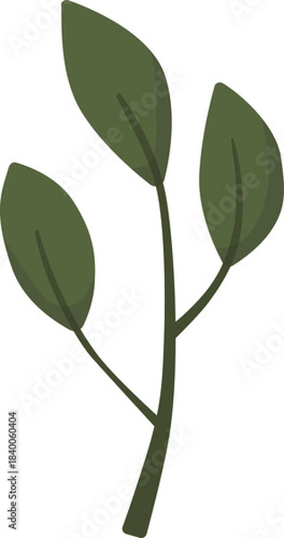Obraz Green Branch with Three Leaves