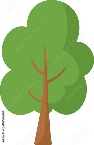 Obraz Cartoon tree with green foliage