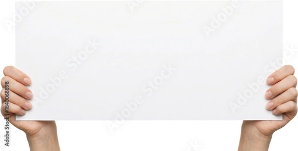 Obraz Person Holding White Sign for Message Generative AI

