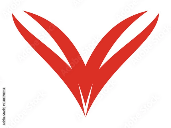 Obraz Elegant Initial V Fox Icon Outline Illustration