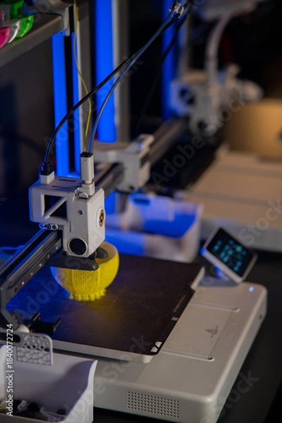 Fototapeta A student man print prototype on 3D printer