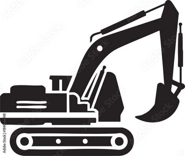 Obraz Excavator icon silhouette vector graphic