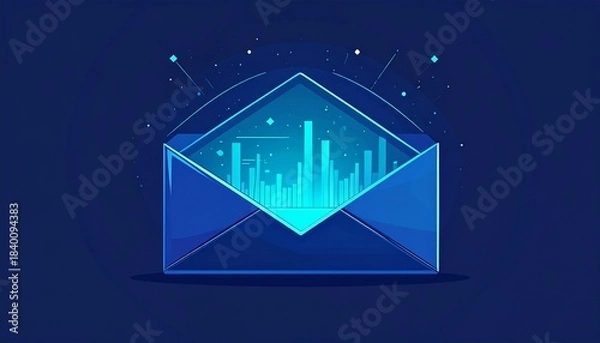 Fototapeta email envelope with graph icon transparent background