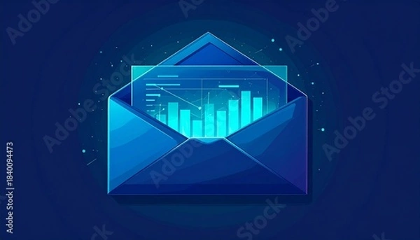 Fototapeta envelope with bar chart on transparent background