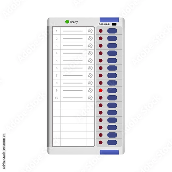 Obraz Indian Electronic Voting Machine (EVM) Ballot Unit Vector Illustration for Elections, Democracy, and Polling Concepts