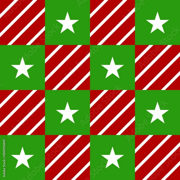 Fototapeta seamless Christmas pattern with a checkered design.