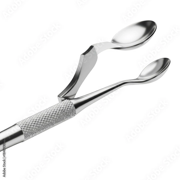 Obraz Dental instrument with two spoon-shaped ends and textured handle dental tool medical equipment