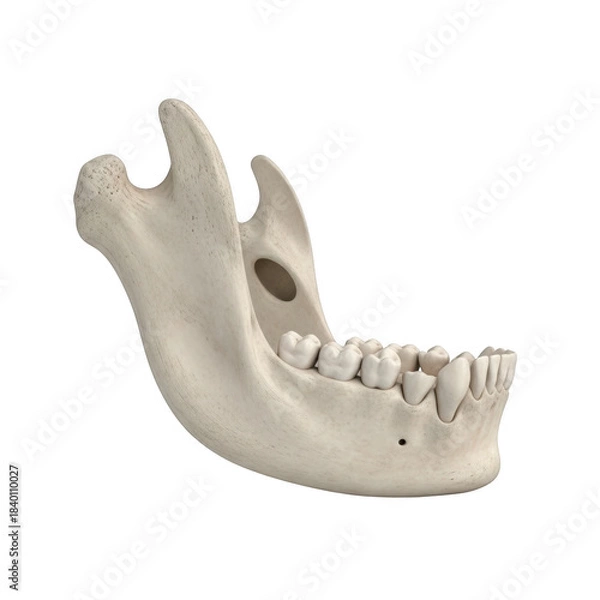 Obraz Human mandible bone with teeth on black background jawbone human bone