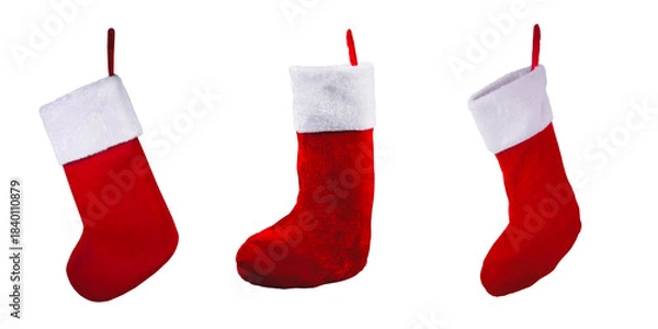 Fototapeta set of red sock of santa claus