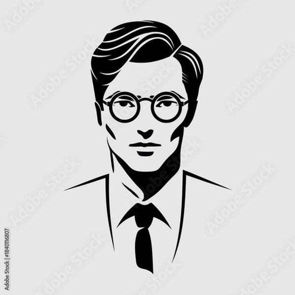 Fototapeta Stylish Man Portrait with glasses. Vector illustration