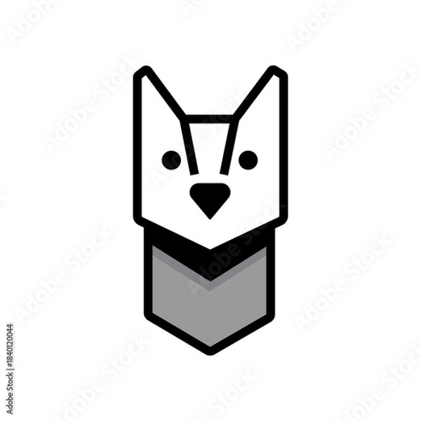 Obraz Minimalist Flat Dog Vector Character Suitable for Apps, Icons, and UI Elements