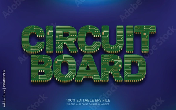 Obraz Circuit Board 3D editable text style effect	
