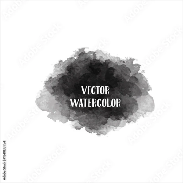 Obraz Abstract black vector watercolor paint splash texture element for artistic graphic design projects on white background