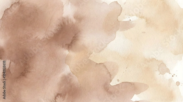 Obraz Soft brown and beige watercolor washes with subtle texture abstract background