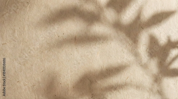 Obraz Textured beige paper with soft leaf shadows overlay brown natural