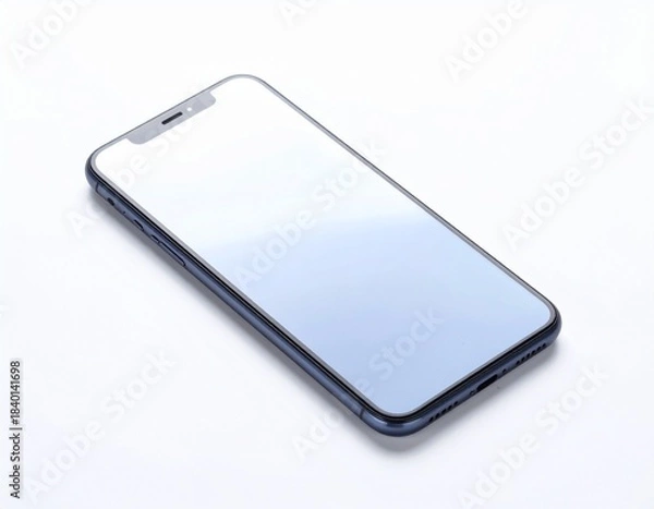 Fototapeta Sleek Modern Smartphone with Reflective Screen and Minimalist Design on White Surface