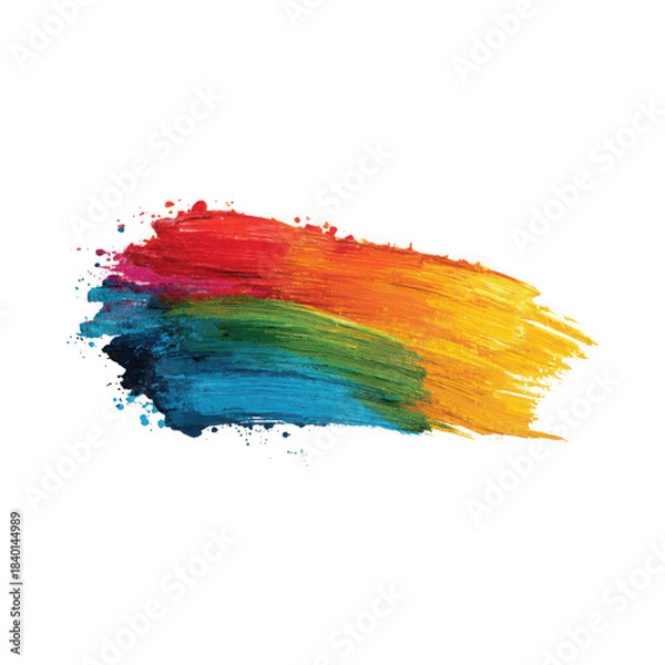 Obraz Vibrant rainbow brush stroke on black background for creative projects