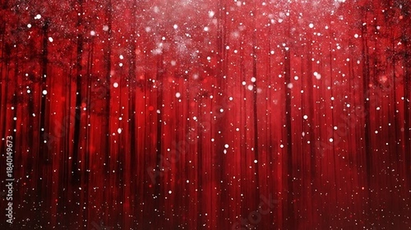 Obraz Pine decoration red backdrop snowfall glowing light accents