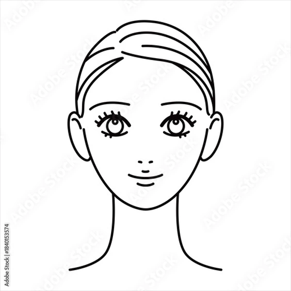 Obraz 女性の顔のイラスト　美容　スキンケア　 