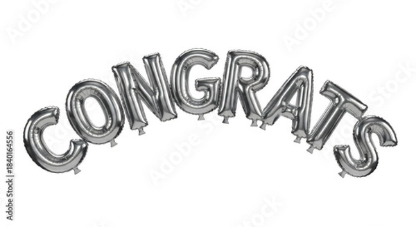 Obraz Silver foil balloons spelling out the word C O N G R A T S congrats congratulations