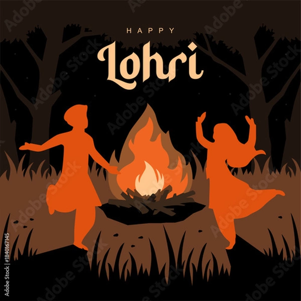 Fototapeta vector happy lohri poster template