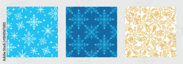 Obraz Snowflakes holiday vector seamless pattern collection