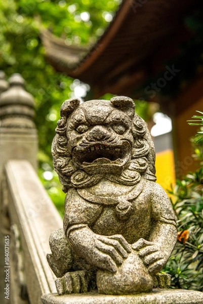 Fototapeta One of the Buddha pagodas at the Lingyin Temple Temple of the Soul's Retreat complex. One of the largest Buddhist temples in China