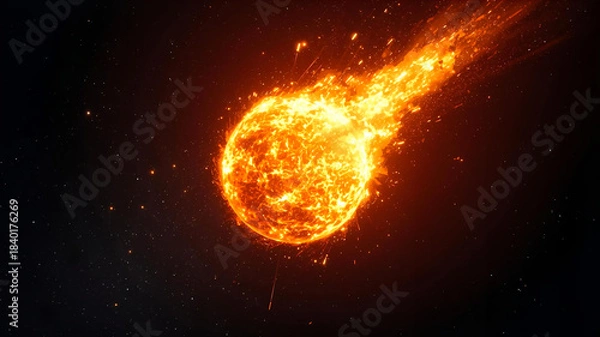 Obraz 宇宙を飛ぶ巨大な火の玉