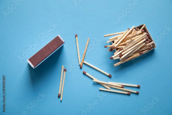 Fototapeta Match on the blue background.