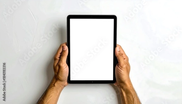 Obraz Tablet held in hands, top view
