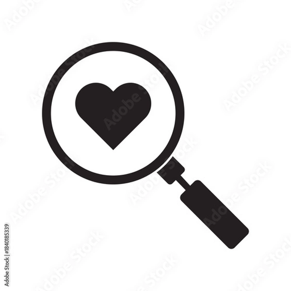 Fototapeta flat icon vector of magnifying glass with heart