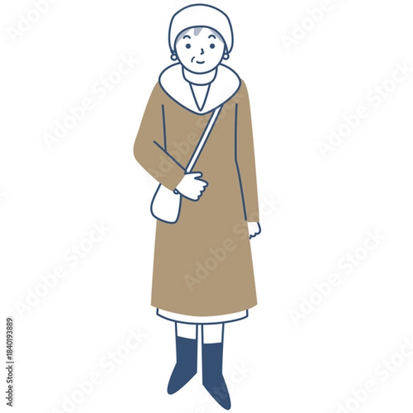 Obraz 冬のコートを着たシニア女性