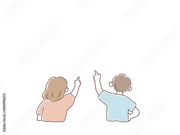 Obraz 指をさす子供の後ろ姿