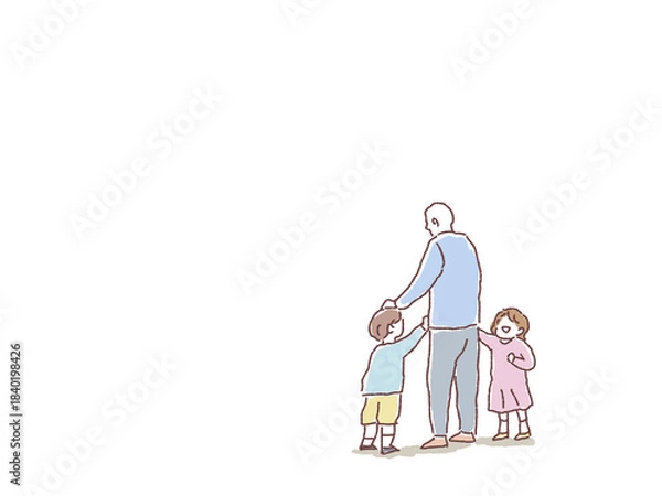 Obraz 高齢男性と子供たち