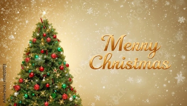 Obraz Christmas card. Gold background.