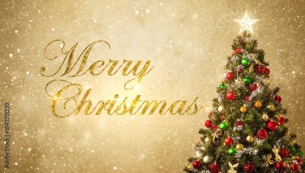 Obraz Christmas card. Gold background.