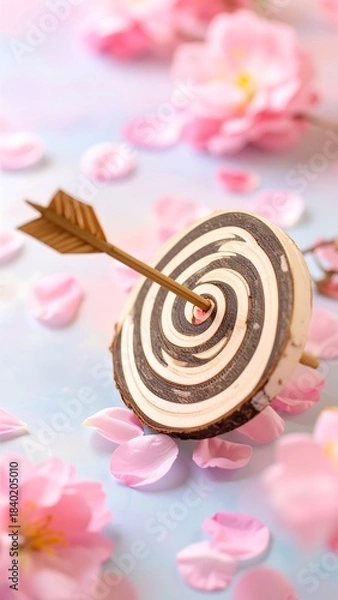Obraz Target with arrow, surrounded by cherry blossoms