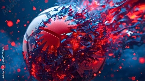 Fototapeta 灼熱に身を焦がす3DCGのサッカーボール