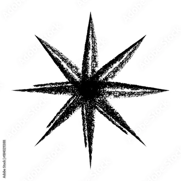 Fototapeta Sparkling star doodle sketch. A hand-drawn star illustration with doodle sparkles, perfect for adding a whimsical touch to Christmas, winter, or holiday designs. A graphics design element. PNG