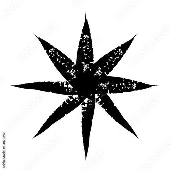 Fototapeta Sparkling star doodle sketch. A hand-drawn star illustration with doodle sparkles, perfect for adding a whimsical touch to Christmas, winter, or holiday designs. A graphics design element. PNG