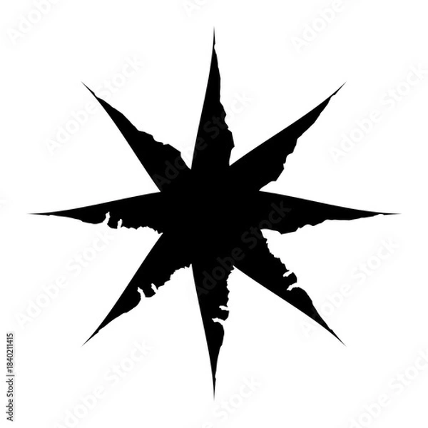 Fototapeta Sparkling star doodle sketch. A hand-drawn star illustration with doodle sparkles, perfect for adding a whimsical touch to Christmas, winter, or holiday designs. A graphics design element. PNG