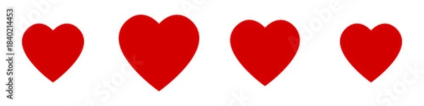 Fototapeta 4 Frame Sprite Sheet of Basic Pulsing Beating Expanding and Retracting Red Heart Health Symbol Sign Icon Set for Game or App Animation. Vector Image.