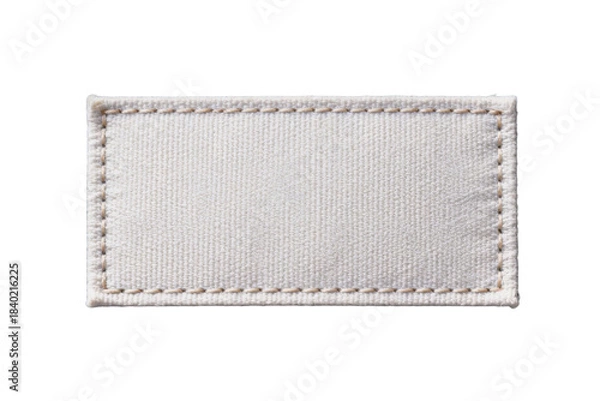 Obraz Plain rectangular fabric patch with stitching on a white background